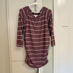 Market & Spruce Maroon and White Maternity Top